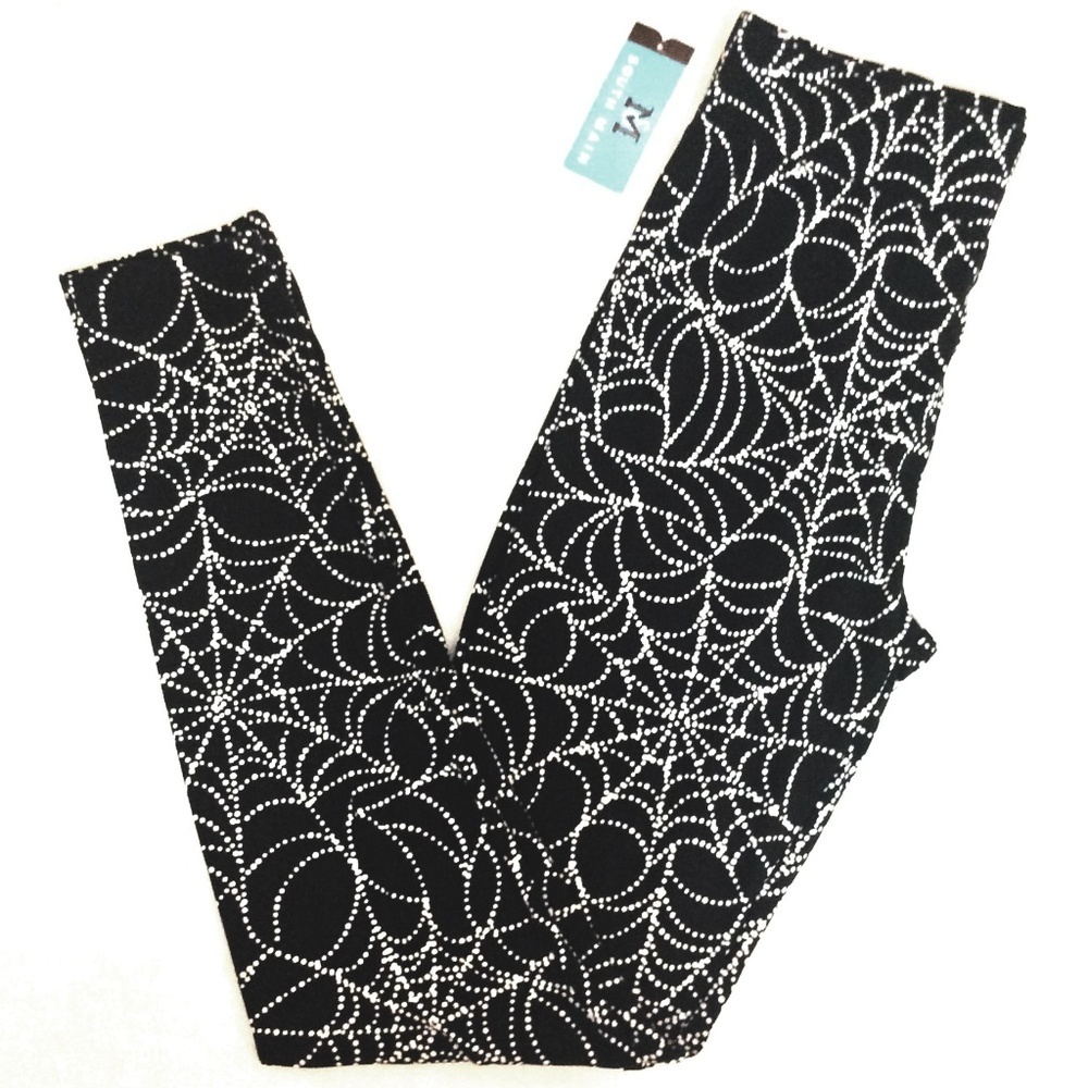 Women's Leggings Black White Spider Web Small